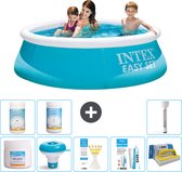 Intex Rond Opblaasbaar Easy Set Zwembad - 183 x 51 cm - Blauw - Inclusief Chloor - Chloordrijver - Testrips - Reparatiesetje - Scrubborstel - PH-waarde - PH-waarde - Thermometer