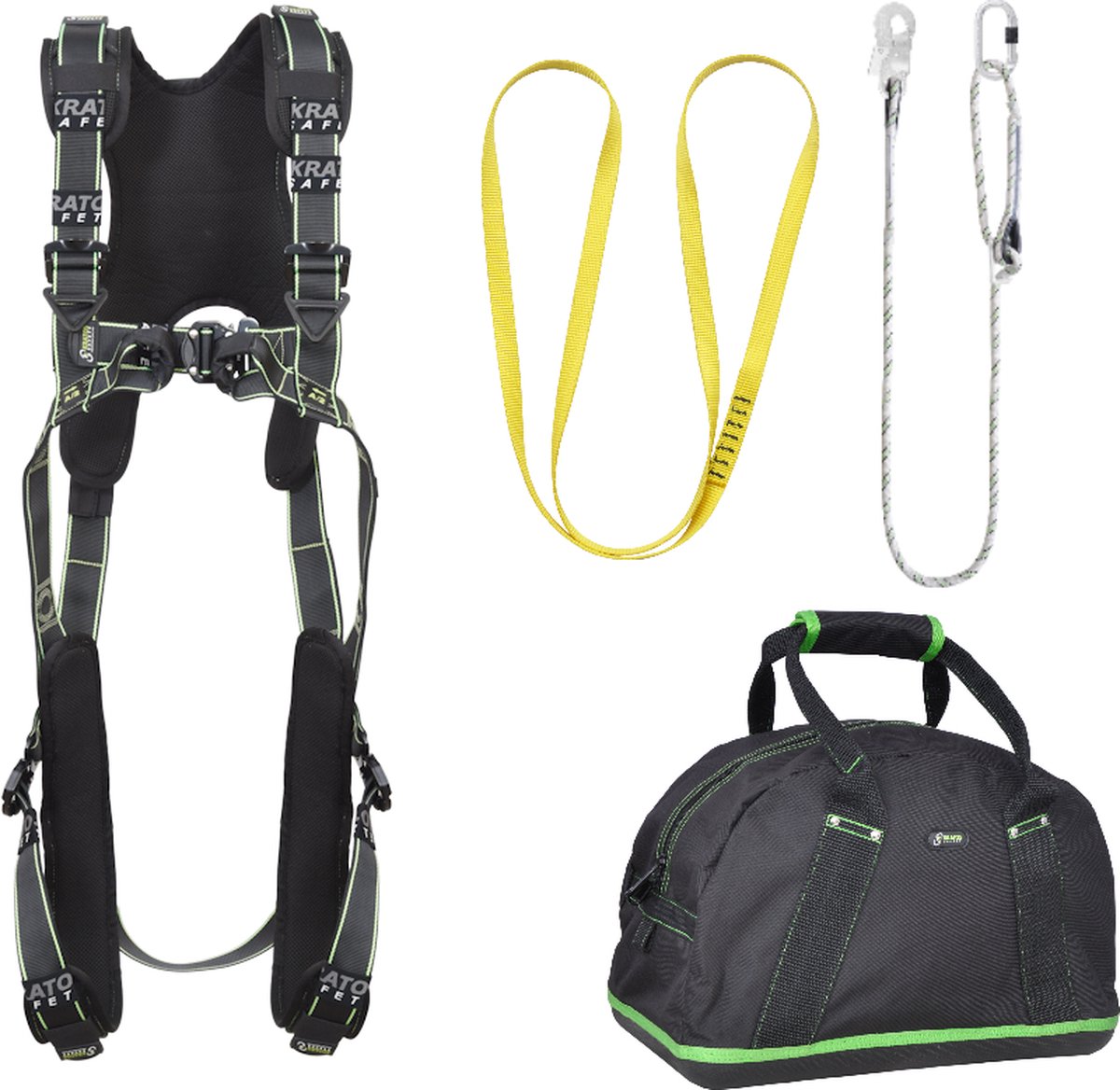 Kratos complete set valbeveiliging comfort - Werkpositielijn 2m - Ankerstrop - Maat L-XXL