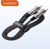 Toocki Gevlochten Kabel 240W - USB 2.0 - USB-C naar USB-C - 480Gbps - 2 Meter - Sterk Nylon - Zilver