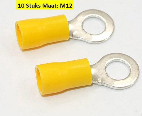 Foto: Half ge soleerde kabeloog kabeloog massa connector m12 geel 10 stuks