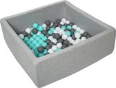 Viking Choice - Ballenbak grijs - vierkant 90x90 cm - 150 ballen - wit, grijs, turquoise