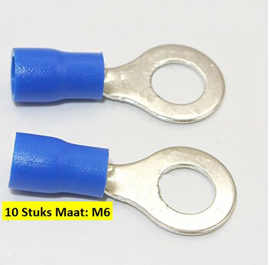 Foto: Half ge soleerde kabeloog kabeloog massa connector m6 blauw 10 stuks