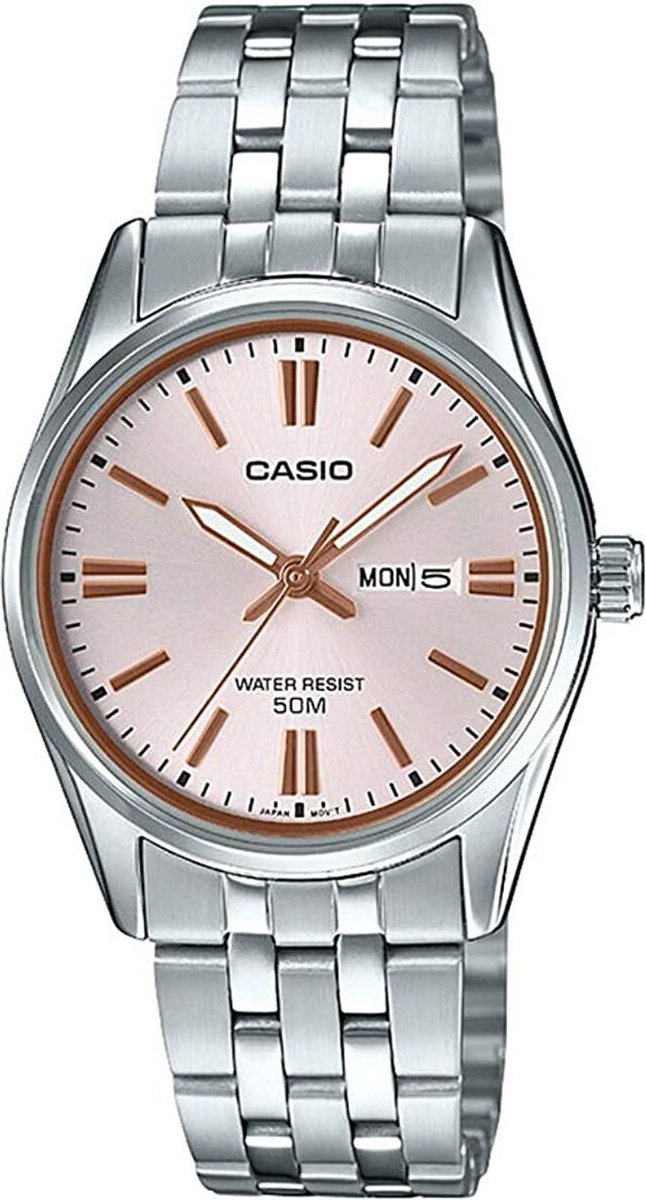 Casio Collection LTP-1335D-4A - Klassiek Dameshorloge - Roodgouden Wijzerplaat - Roestvaststalen Band