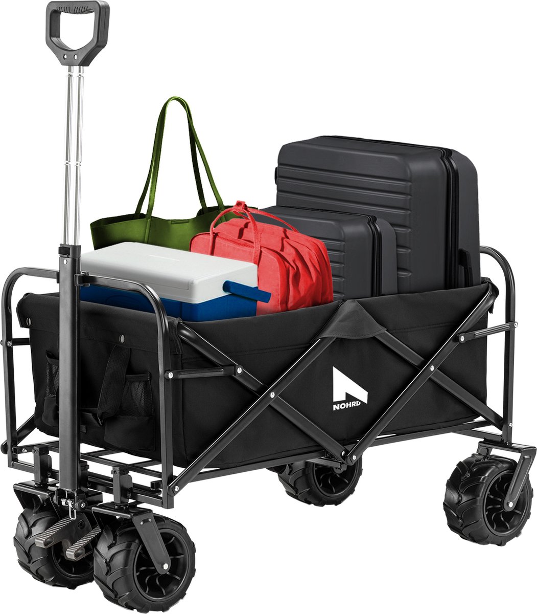 NOHRD Bolderkar Opvouwbaar - Bolderwagen - Zwart - Strandkar - Draagkracht 80 kg - Bolderkarren