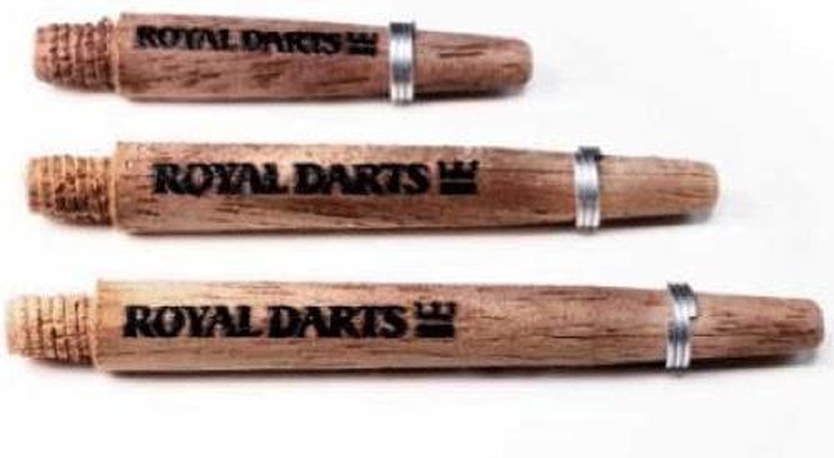 Royal Darts houten dart shafts walnoot medium Green Line duurzaam.
