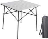 Opvouwbare campingtafel van aluminium - Vierkante tafel voor 4 personen met draagtas - Compacte tuintafel voor picknick en BBQ (Zilver)