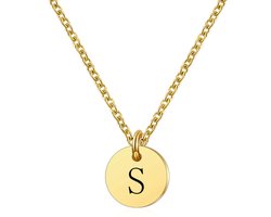 Marama - ketting letter S - RVS-Gold Plated - dames - cadeau - goud - ronde hanger - collier - luxe geschenkverpakking Marama - ketting letter S - RVS-Gold Plated - dames - cadeau - goud - ronde hanger - collier - luxe geschenkverpakking