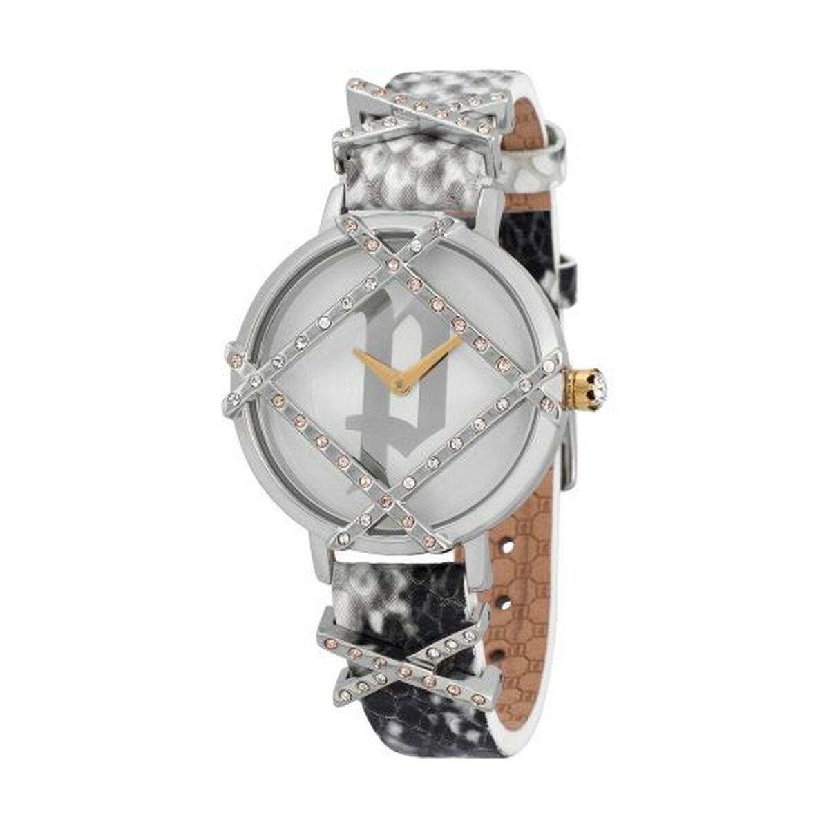 Police Grijze Leren Horloge Met Wit Wijzerplaat En RVS Behuizing
