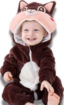 BoefieBoef Eekhoorn Dieren Baby Onesie Romper Pyjama - Carnaval - Baby & Peuter Verkleedkleding - Verkleedkostuum - Kinder Dierenpak - Dreumes Kruippak - Boxpak - Baby & Dreumes & Peuter 6-18 maanden