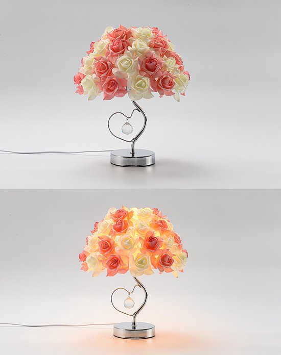 Foto: Decoratie hartvormige rose bureaulamp crystal romantische sfeer gift bruiloft tafellamp slaapkamer bureau decoratie led lamp