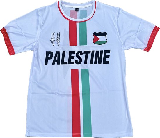 Palestina Voetbal T-shirt Unisex Wit Maat S