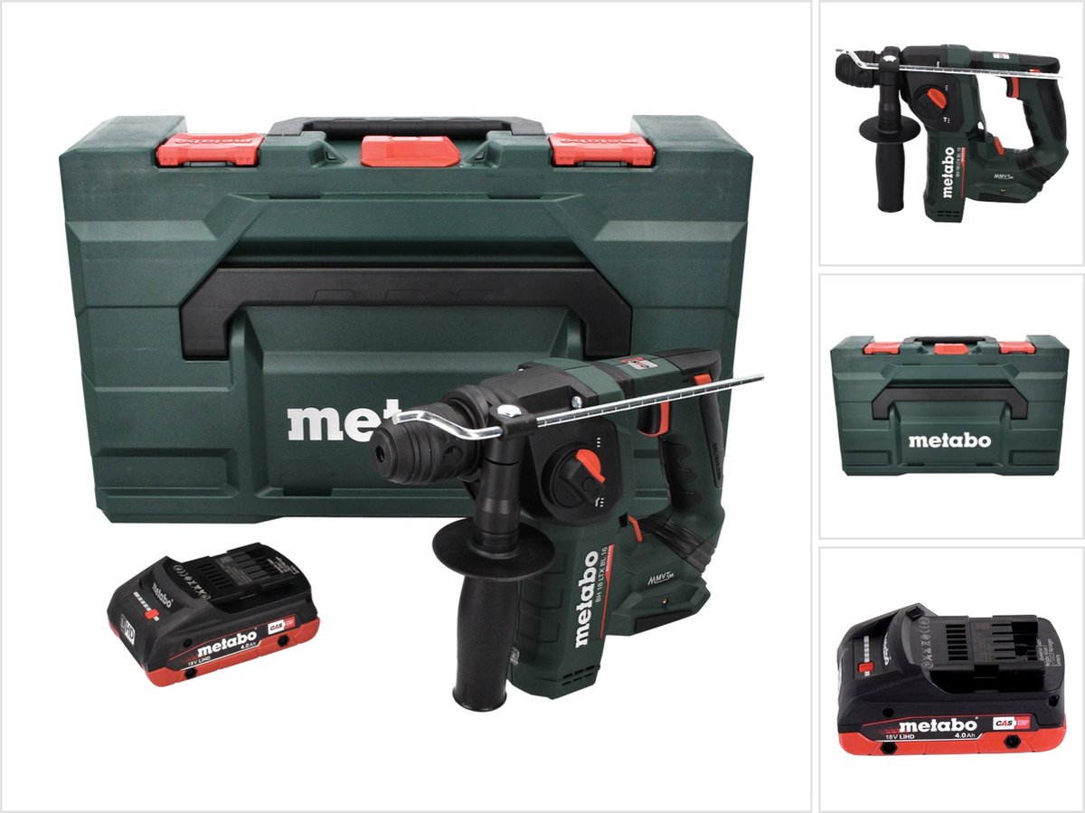 Metabo BH 18 LTX BL 16 accu-boorhamer 18 V 1,3 J SDS-plus Brushless + 1x accu 4,0 Ah + MetaBOX - zonder oplader