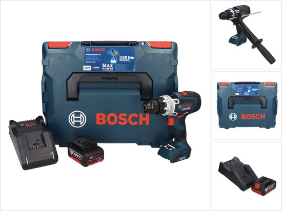 Bosch GSR 18V-150 C Professionele accuschroefboormachine 18 V 150 Nm Biturbo Brushless + 1x oplaadbare accu 5.0 Ah + lader + L-Boxx