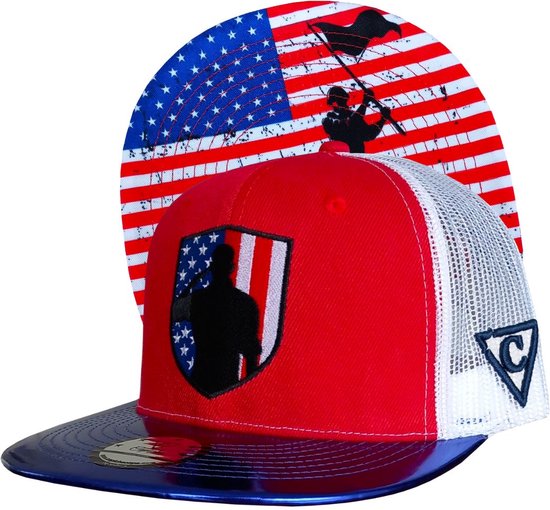 Capiche® Trucker Snapback Pet Heren – 4th of July – 4 Juli in Amerika – Rood & Wit & Blauw Metallic – Verstelbaar met Druksluiting – Sportcap – Trucker Baseball Cap – Amerikaanse Onafhankelijkheidsdag
