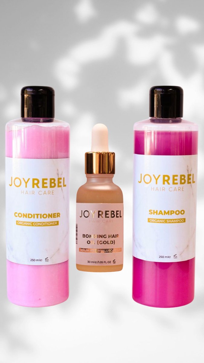Joyrebel pakket shampoo conditioner en haarolie extension verzorging Alien geur 2x250ml 1x30ml