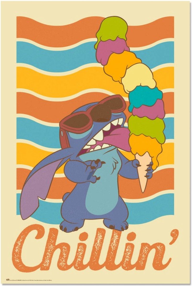 Posterpoint Stitch poster - Disney - Chillin - Hawai - Lilo - 61 x 91.5 cm multi color
