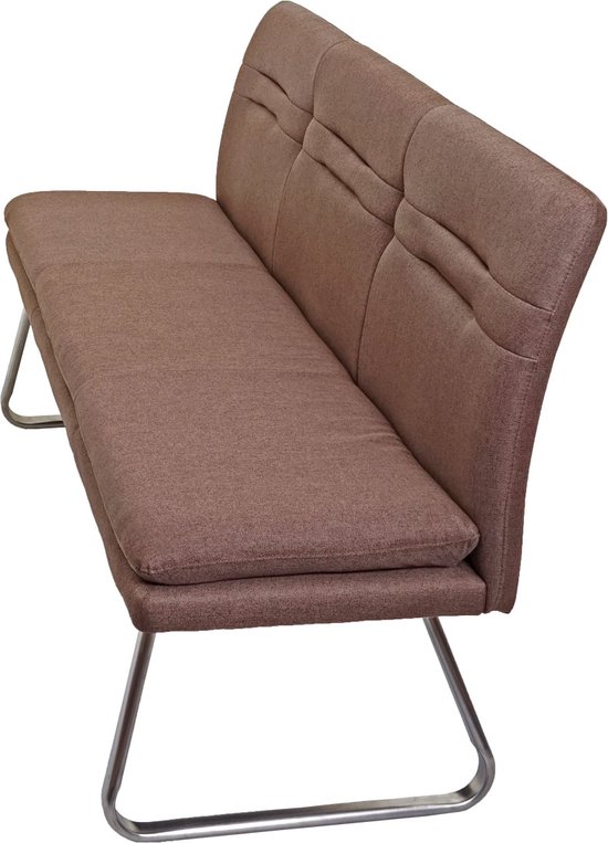 Canapé MCW-H70, canapé de salle à manger canapé rembourré, dossier tissu/textile acier inoxydable brossé ~ marron 180cm
