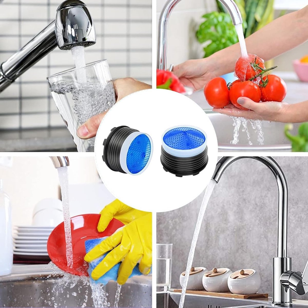 14-delige Kraan Zeef Set – M18,5 Perlators + 2 Montagesleutels, Kunststof, Fijn Gaas, Voor Badkamer & Keuken