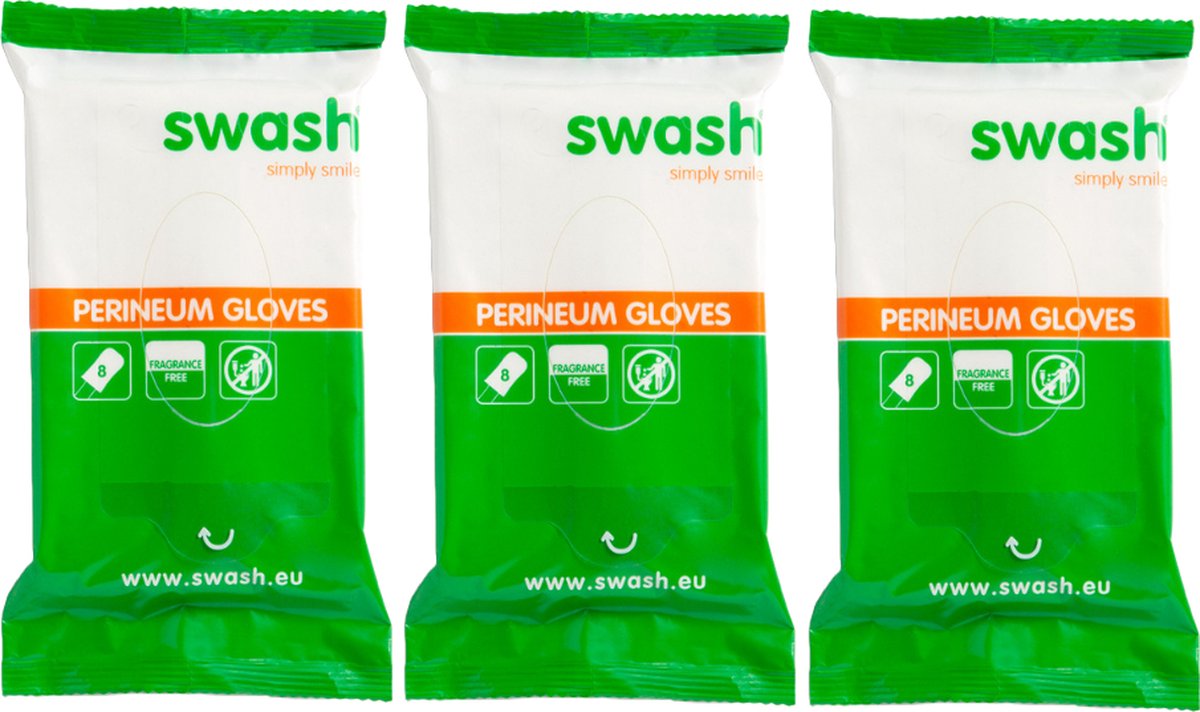 3 x Swash Perineum Gloves - Vochtig - Parfumvrij - Voordeelverpakking