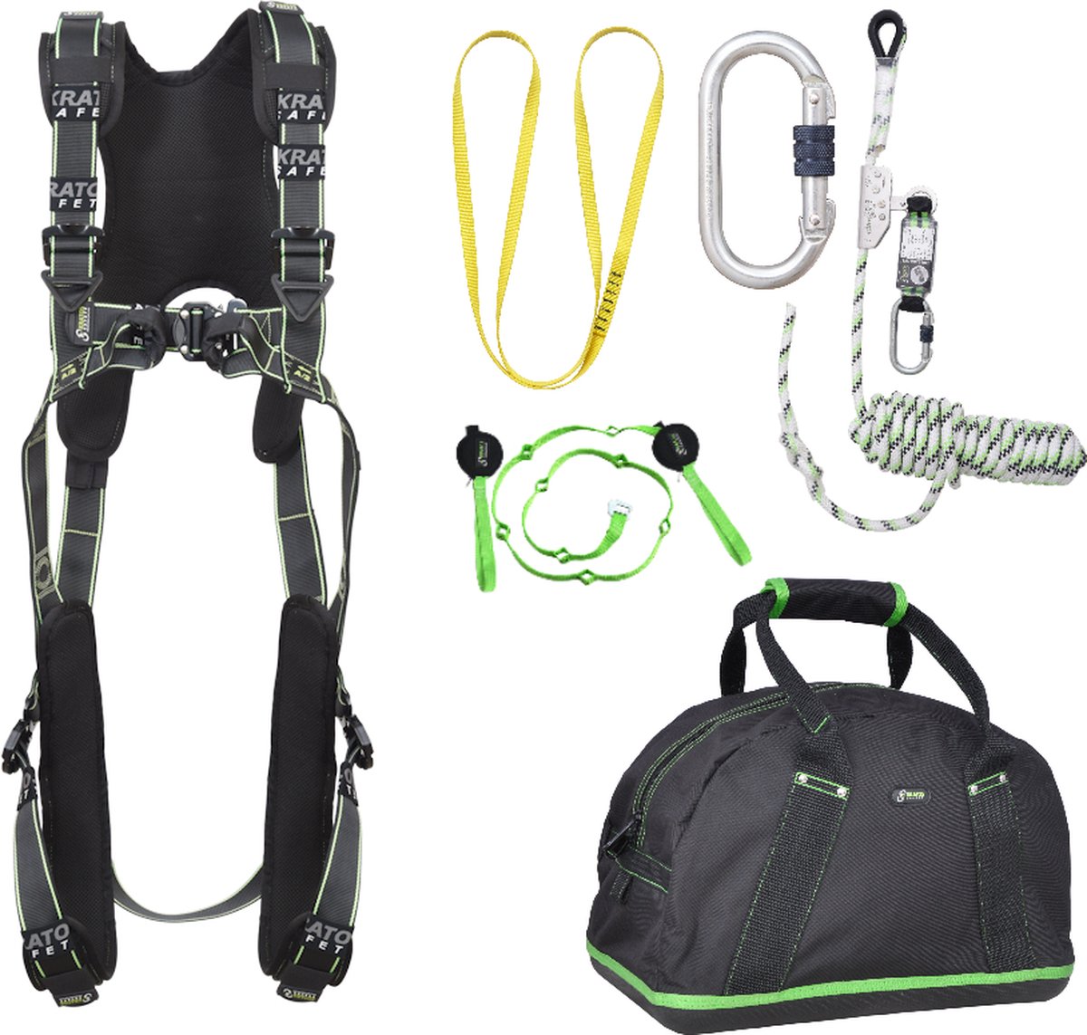 Kratos complete set valbeveiliging comfort - Veiligheidslijn - Ankerstrop - Trauma riem - Extra karabijnhaak - Maat L-XXL