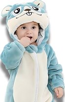 BoefieBoef Eekhoorn Blauw Dieren Baby Onesie Romper Pyjama - Carnaval - Baby & Peuter Verkleedkleding - Verkleedkostuum - Kinder Dierenpak - Dreumes Kruippak - Boxpak - Baby & Dreumes & Peuter 6-18 maanden