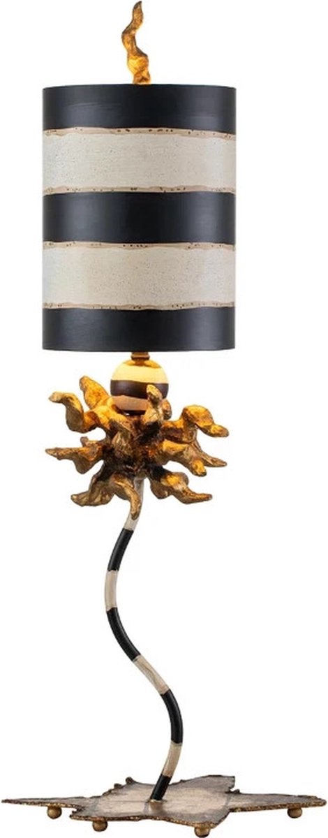 Flambeau LED Tafellamp Dominique | 1X E27 Max 60W | Gold Leaf, Black & Cream Stripes