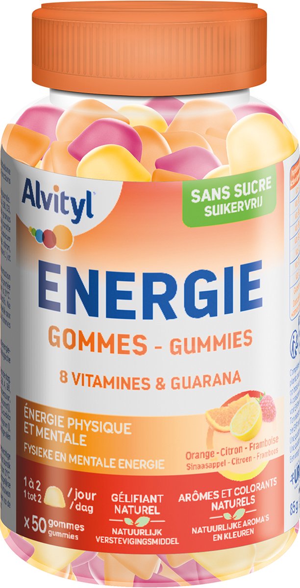 Goedkoopste Alvityl® Energie Gummies - 8 Vitaminen & Guarana - Suikervrij - Energie & Vitaliteit - 60 Gummies
