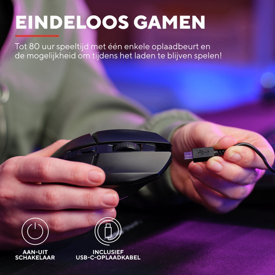 Trust GXT 110 Felox - Draadloze Gaming Muis - Verlichting - 4800DPI - Zwart