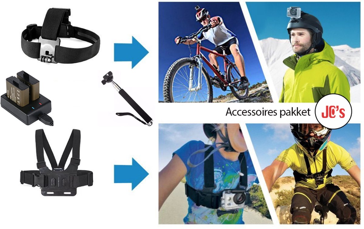 Navitech 60-in-1 Actiecamera Accessoires Combokit Met EVA Hoes - compatibel met WOLFANG GA300 Action Camera