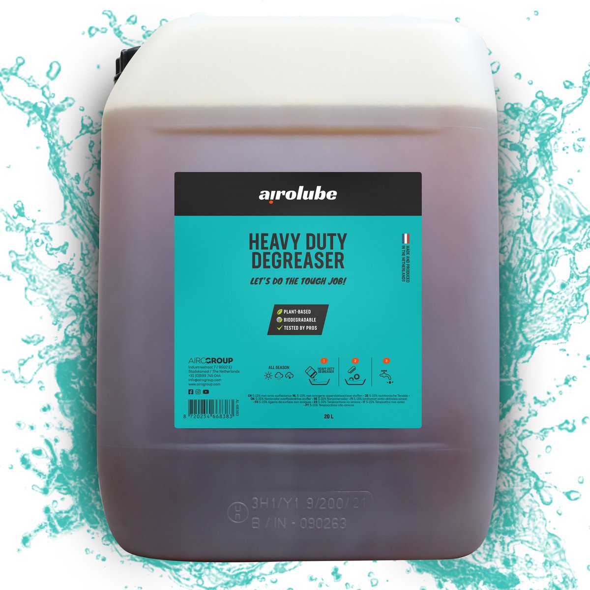 Plant-Based Industriële Ontvetter 20 Liter | Airolube Heavy Duty Degreaser 20L | Kettingreiniger fiets - kettingreiniger motor - Krachtige plantaardige formule - ketting reiniger - Bionet - fietsketting reiniger