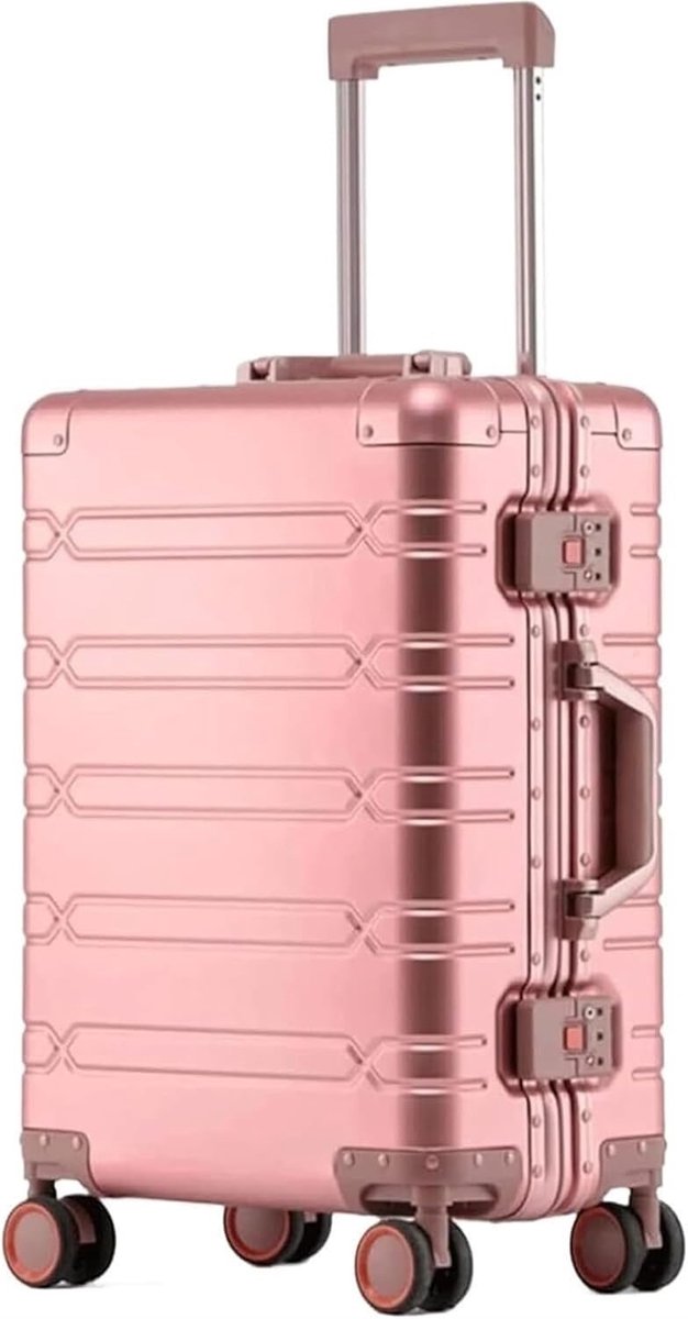 Lichte Handbagage Volledig Aluminium Magnesiumlegering Trolleykoffers Met Wielen Reiskoffer Handbagage (Carbon Rose-goud)