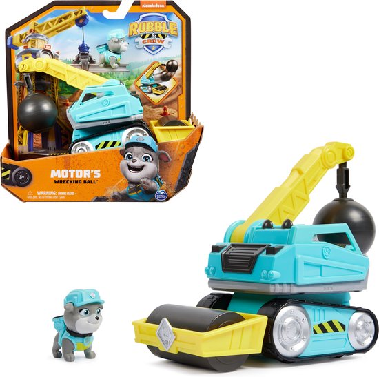 Foto: Rubble crew motor s wrecking ball speelgoedauto met speelfiguur en beweegbare onderdelen paw patrol speelgoed