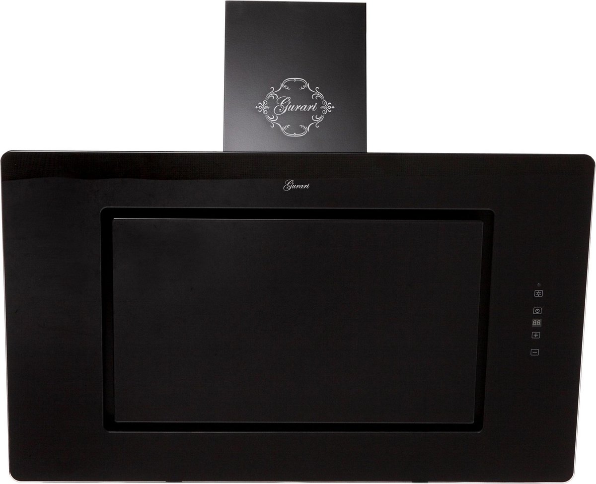 GURARI Reikwijdte Afzuigkap GCH S 155 BL 90 Prime, Afzuigkap 90 cm, zwart glas, 1000m³/h, 4 niveaus, Wandafzuigkap