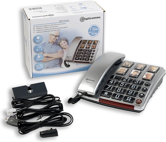 BigTel40BNL zilver Senioren huistelefoon met foto's en extra luid