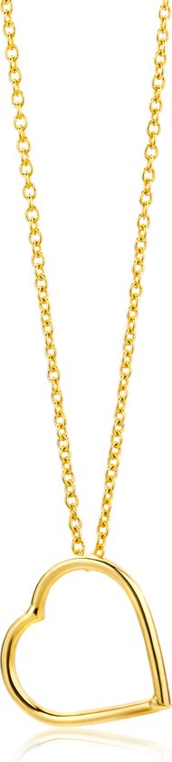 Miore - Collier Cœur en Or jaune - Femme - Or 9 Carats - Bijou hypoallergénique - Collier Pendentif Fait Main