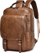 Baltan Leren Rugzak - Backpack - Bruin - 40 X 28 X 14 CM