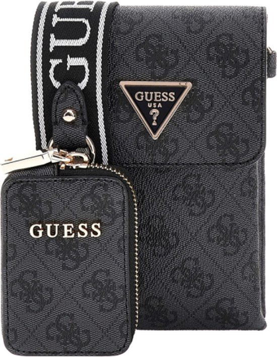 Foto: Guess telefoontasje crossbodytas dames latona logo print zwart