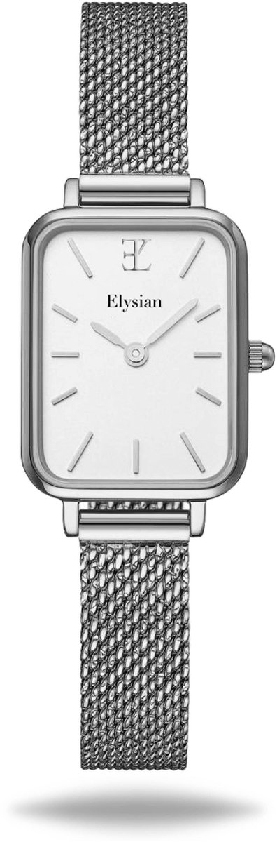 Elysian - Horloge Dames Rechthoekig - Zilver Mesh - Waterdicht - 26mm - Cadeau Voor Vrouw