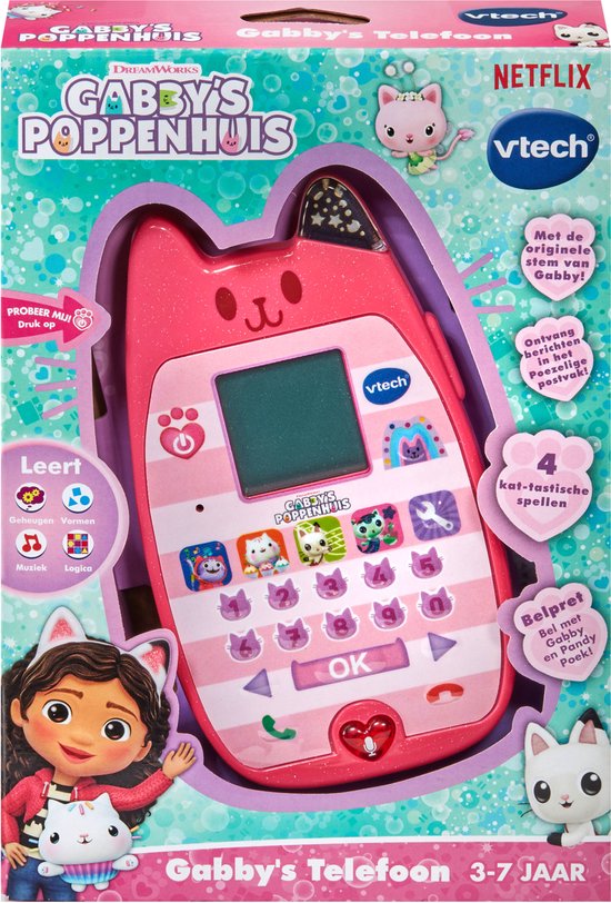 VTech Gabby Smartphone - 4 Kat-Tastische Spelletjes - Bekijk Vrolijke Animaties - Maak Kennis met Muziek, Tellen & Vormen - Educatief - Vanaf 3 Jaar van Vtech — afbeelding 2