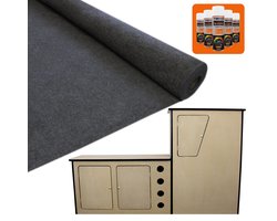 Busbekleding en camperkeukenpakket - antraciet - 11 m² - 5 lijmbussen
