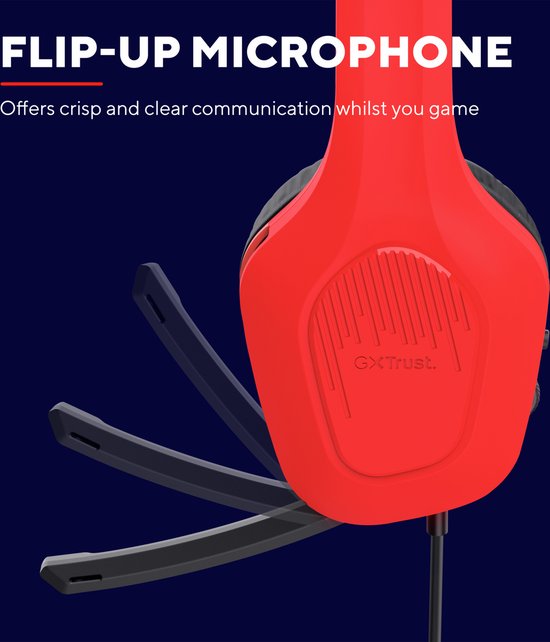 Trust GXT 416S Zirox - Casque de Gaming filaire - pour Nintendo Switch - 3,5 mm - Stéréo - Rouge/ Blauw