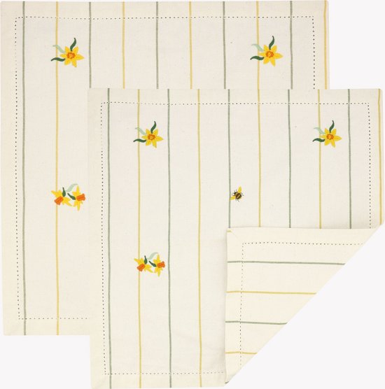 Emma Bridgewater Serviettes en textile Jonquilles Brodées lot de 2