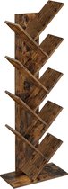 Hoppa! Vintage Boekenkast - Boekenplanken - Opbergruimte Voor Boeken - Bruin - Hout - 50x25x141 cm (BxDxH)
