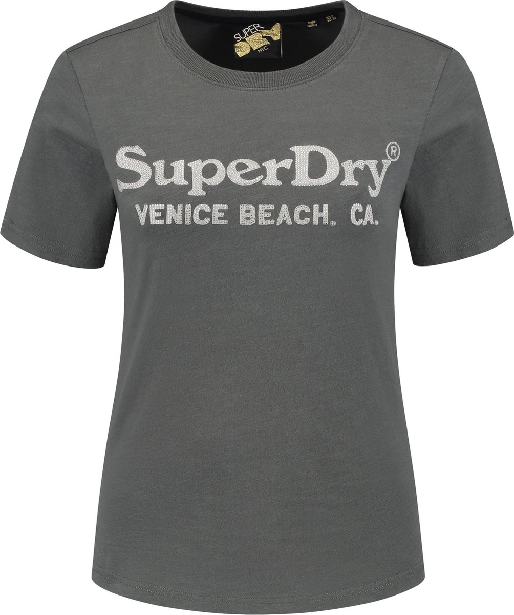 Superdry Metallic Venue Shirt Dames 36 Grijs
