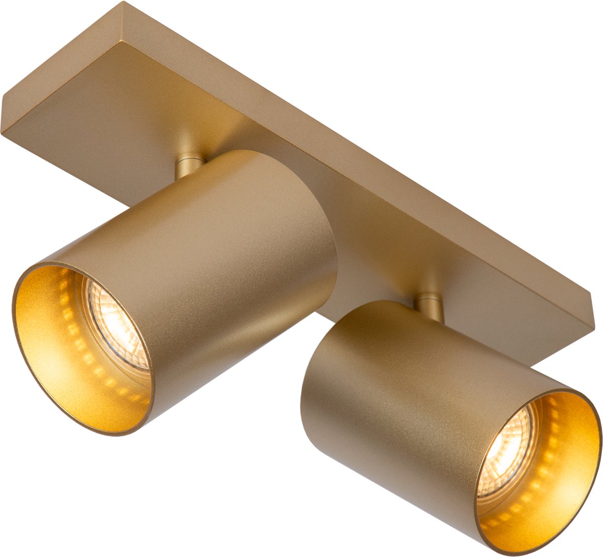 Atmooz - Plafondlamp Nuo 2 - Goud - Ø 7 cm - 2 Kantelbare Spots - Metaal - GU10 Fitting - 50W - Luxe Opbouwspot voor Accentverlichting