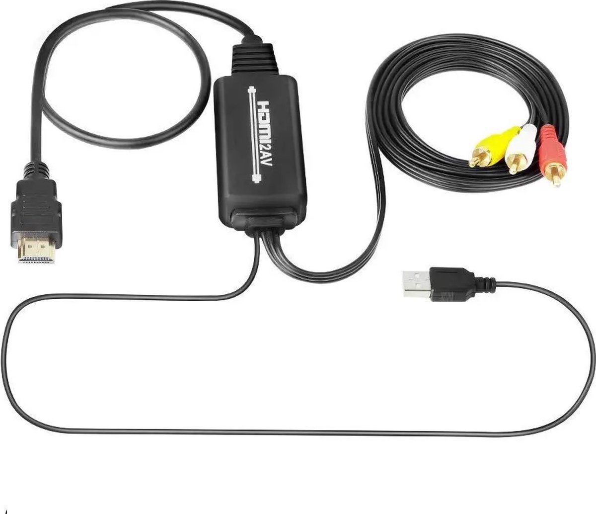 Image of DrPhone PrimeLink - Signaalomzetter - HDMI Tot AV Kabel - 1080p - 1.8M - Geschikt voor Laptop - HDTV - Computer - Zwart