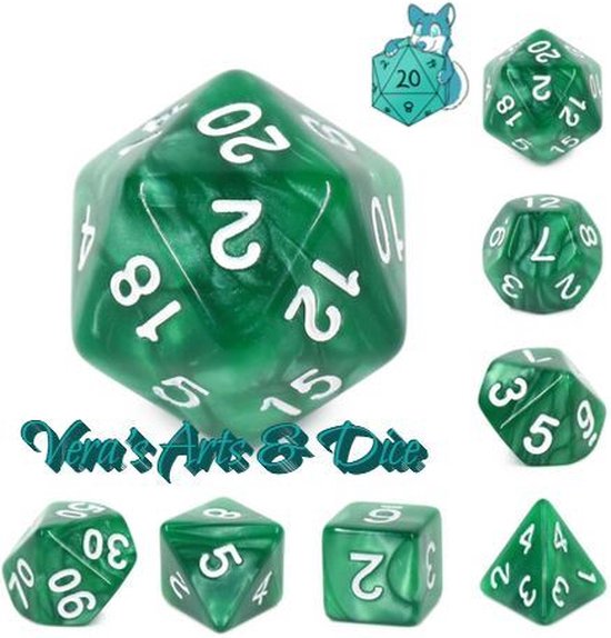 Rockcloud Kambaba Jasper DND Dice Set – 7-Piece Handmade Crystal Polyhedral Dice With Golden Numbers & Gift Box