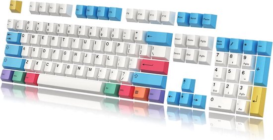 HK Gaming Dye Sublimatie Keycaps | Kersenprofiel | Dikke PBT-toetsensets voor mechanisch toetsenbord (139 toetsen, krijt)