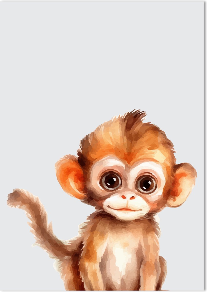 Aapje Poster 70 x 50 cm - Poster Kinderkamer - Dierenposter - Babykamer decoratie