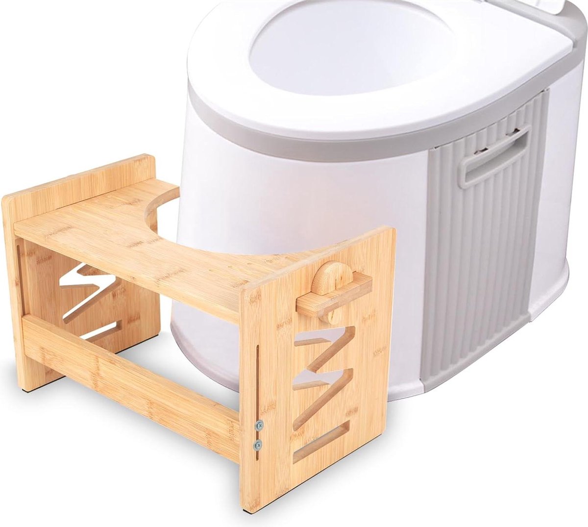 Opvouwbare Toiletkruk Voor Verbetering Van De Toilethouding En Comfort Bamboe Volwassenen Kinderen Antisliplaag